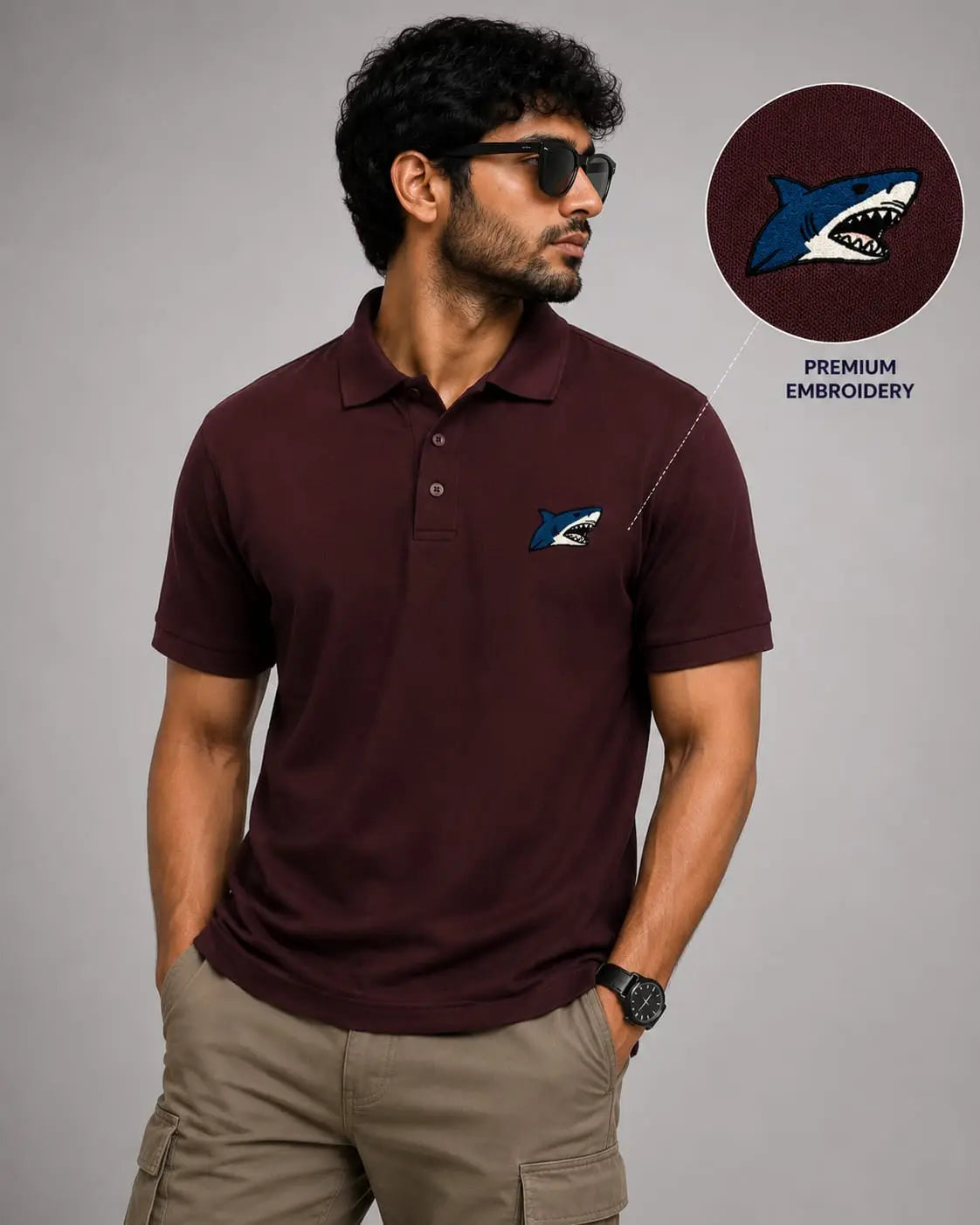 Great White Shark Elite polo Embroidery
