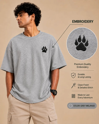 TIGER PAW  EMBROIDERY OVERSIZED T-Shirt