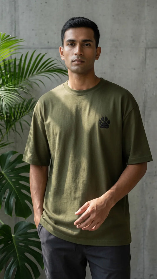 TIGER PAW  EMBROIDERY OVERSIZED T-Shirt