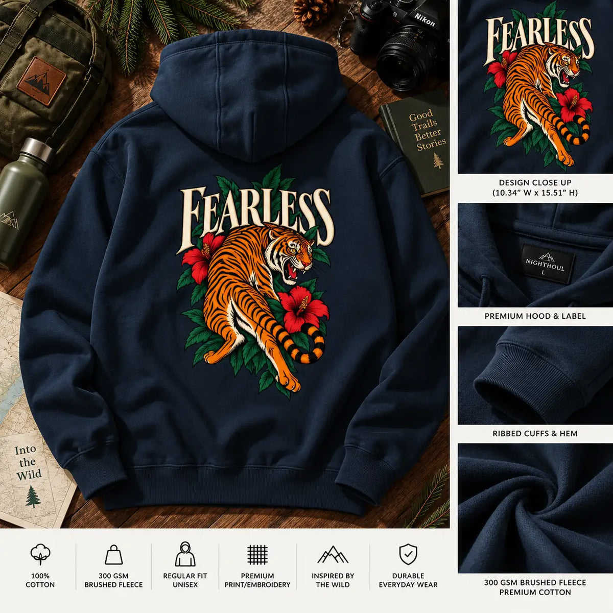 FEARLESS TIGER | HEAVYWEIGHT UNISEX HOODIE
