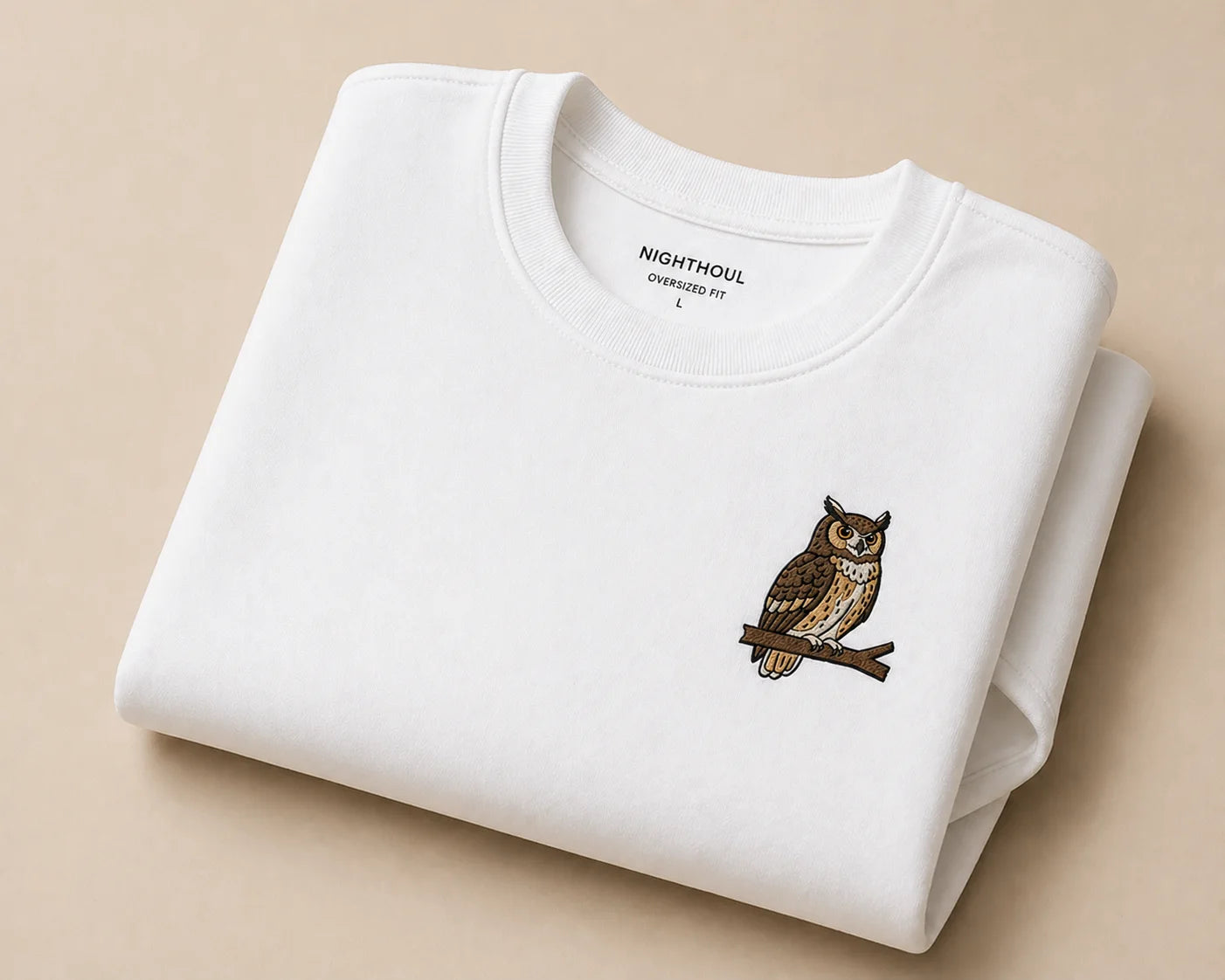 Owl  Embroidery heavyweight oversized T shirt