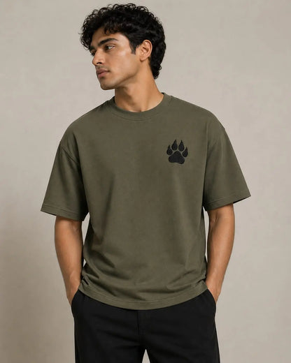 TIGER PAW  EMBROIDERY OVERSIZED T-Shirt
