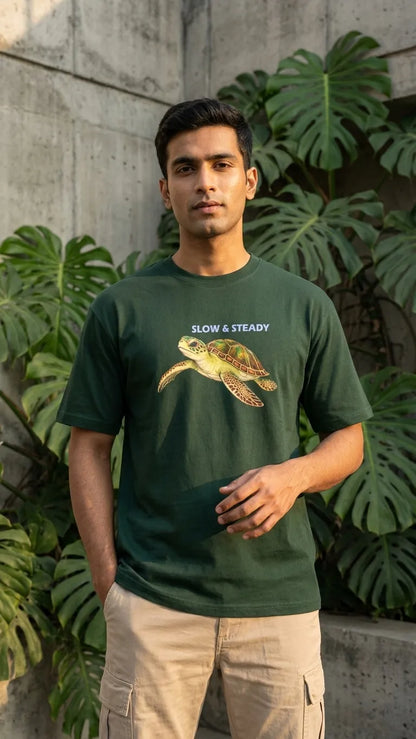 SLOW & STEADY  REGULAR FIT T-SHIRT