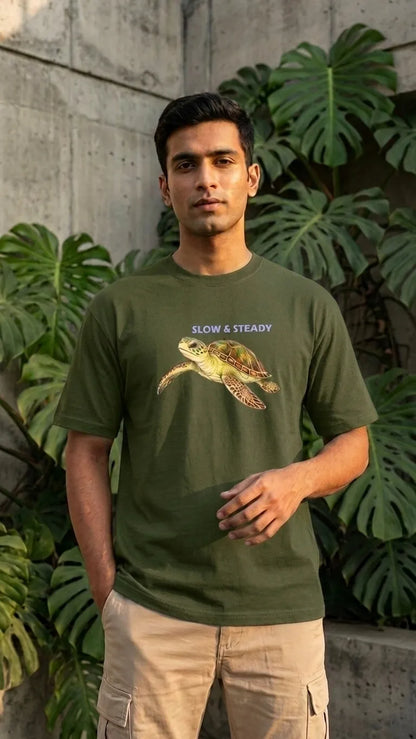 SLOW & STEADY  REGULAR FIT T-SHIRT