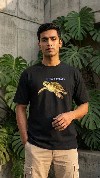 SLOW & STEADY  REGULAR FIT T-SHIRT