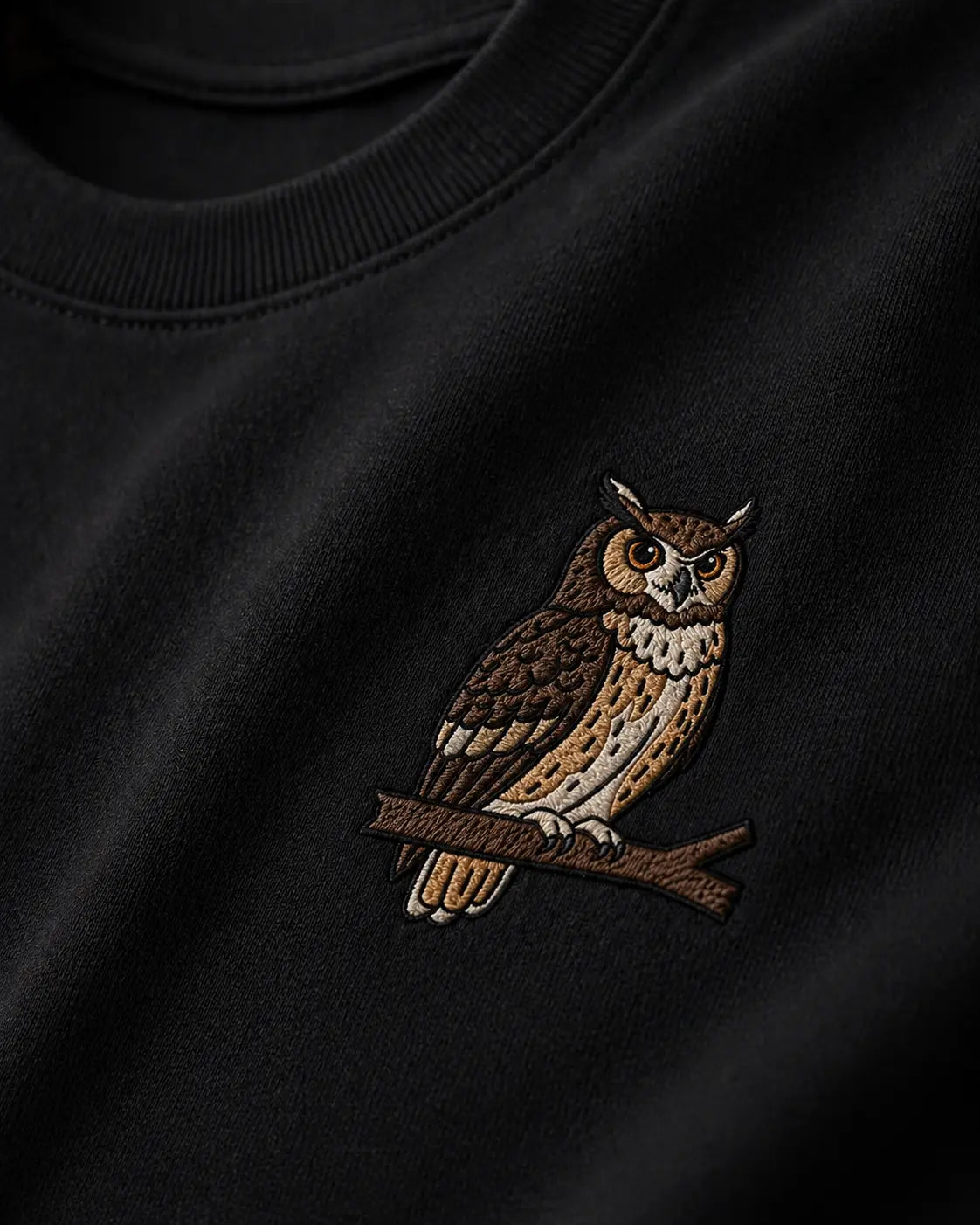 Owl  Embroidery heavyweight oversized T shirt