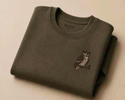 Owl  Embroidery heavyweight oversized T shirt