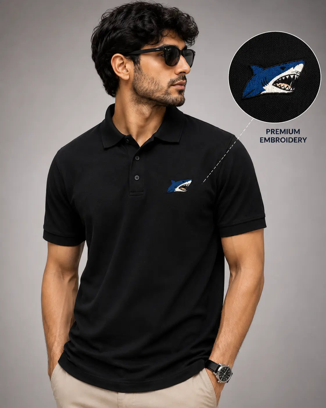 Great White Shark Elite polo Embroidery