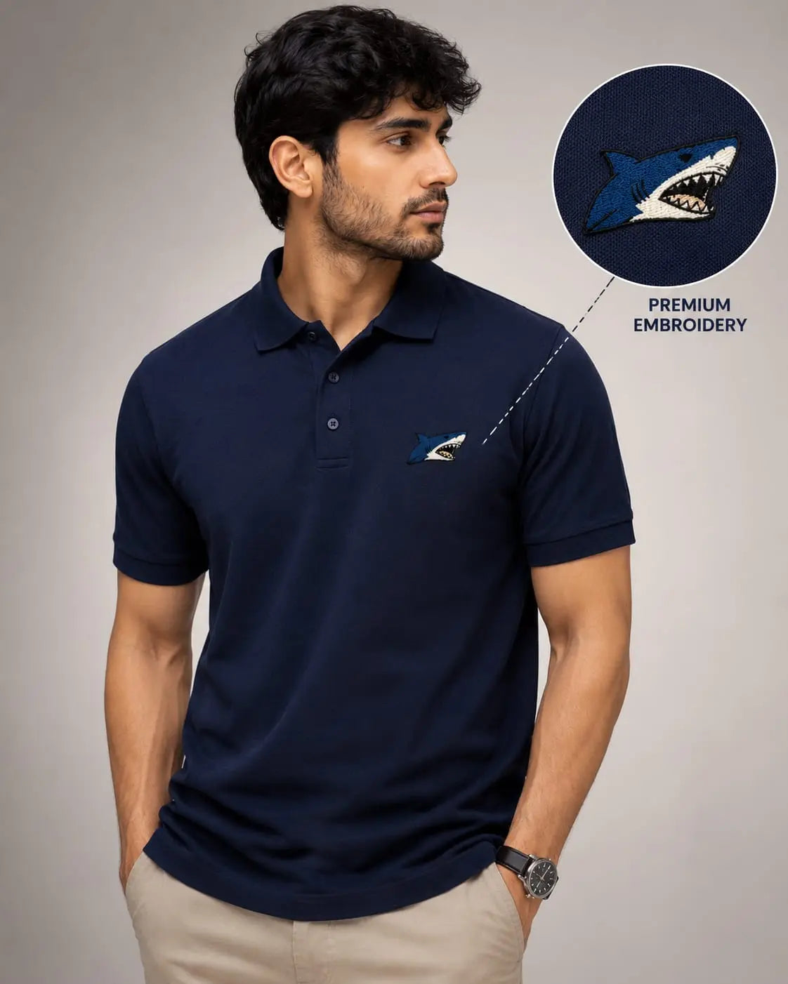 Great White Shark Elite polo Embroidery