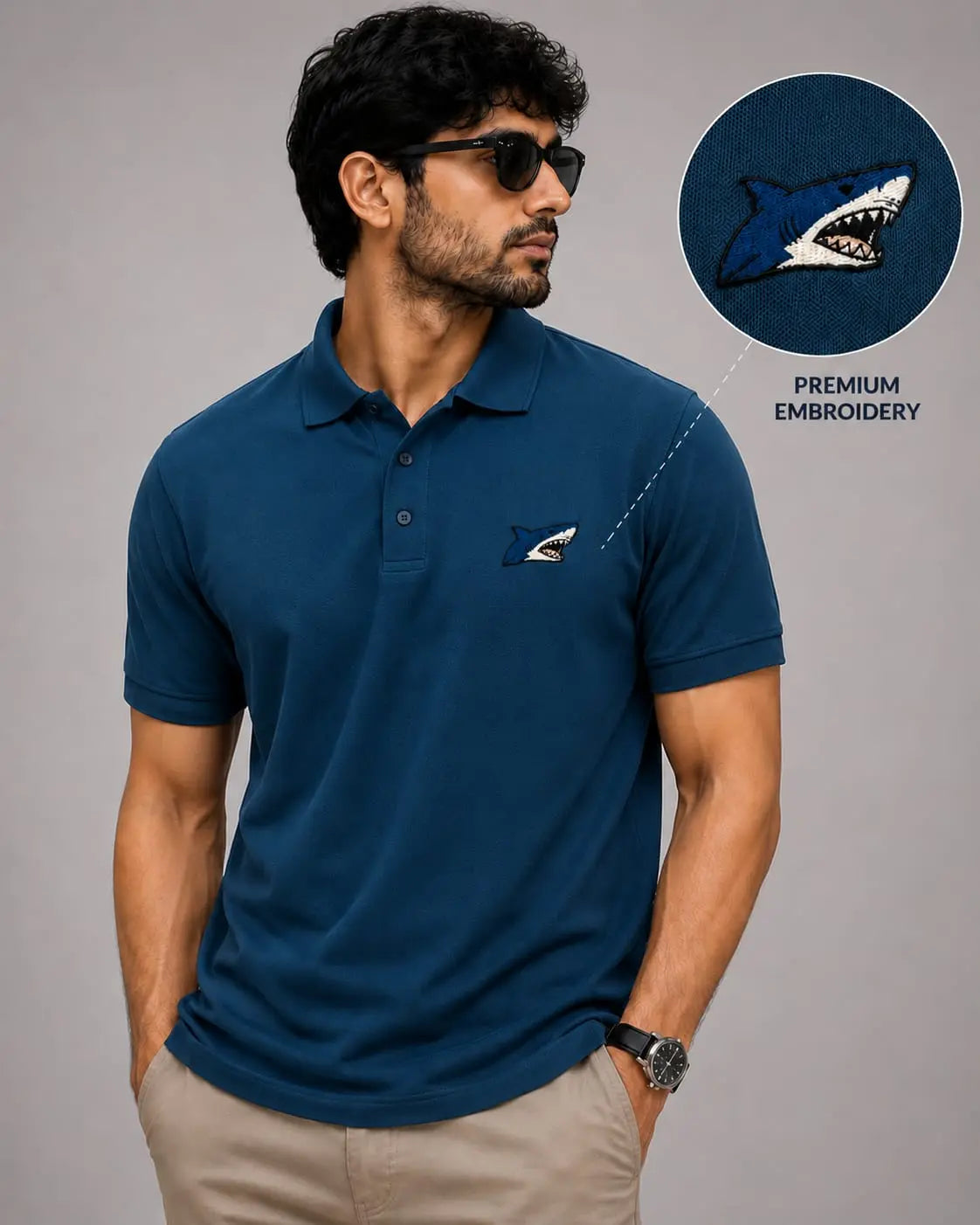 Great White Shark Elite polo Embroidery
